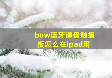 bow蓝牙键盘触摸板怎么在ipad用