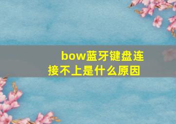 bow蓝牙键盘连接不上是什么原因