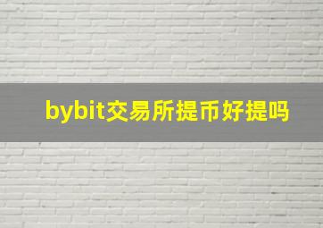 bybit交易所提币好提吗