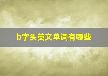 b字头英文单词有哪些