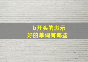 b开头的表示好的单词有哪些