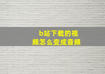 b站下载的视频怎么变成音频