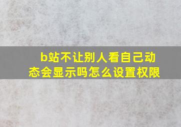 b站不让别人看自己动态会显示吗怎么设置权限