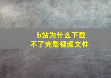 b站为什么下载不了完整视频文件