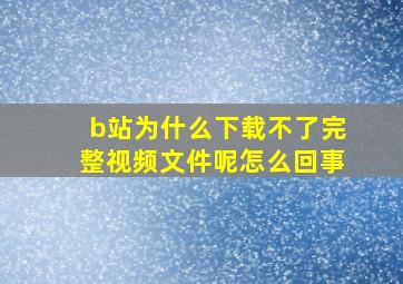 b站为什么下载不了完整视频文件呢怎么回事