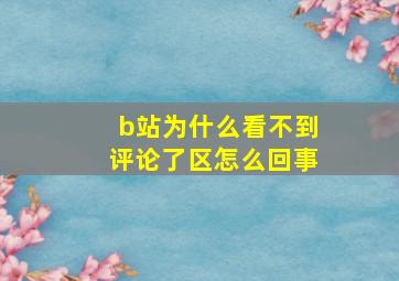 b站为什么看不到评论了区怎么回事