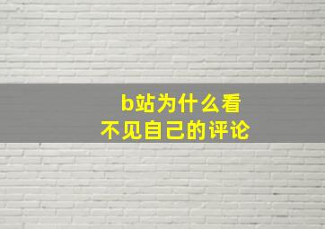 b站为什么看不见自己的评论