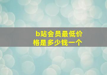 b站会员最低价格是多少钱一个