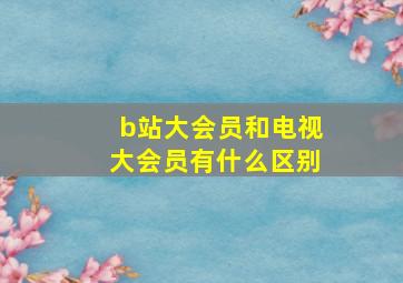 b站大会员和电视大会员有什么区别