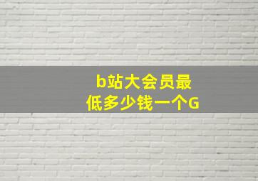 b站大会员最低多少钱一个G