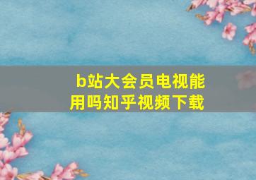 b站大会员电视能用吗知乎视频下载