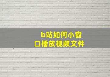 b站如何小窗口播放视频文件