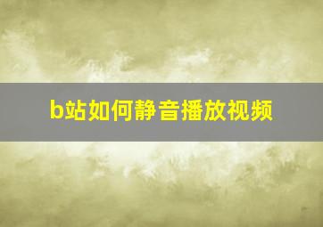 b站如何静音播放视频