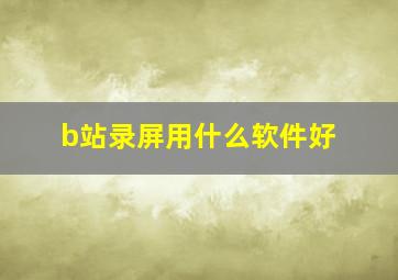 b站录屏用什么软件好