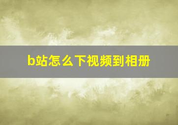 b站怎么下视频到相册