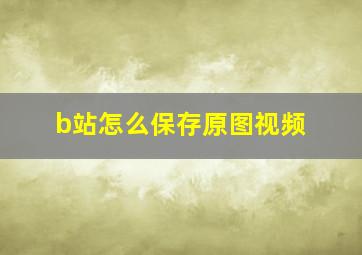 b站怎么保存原图视频