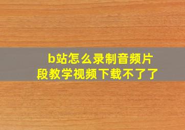 b站怎么录制音频片段教学视频下载不了了