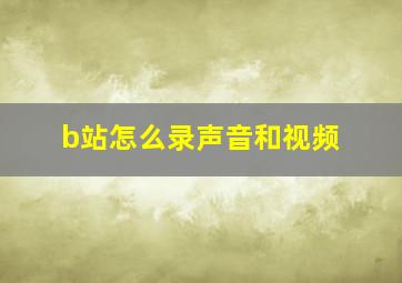 b站怎么录声音和视频