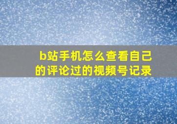 b站手机怎么查看自己的评论过的视频号记录