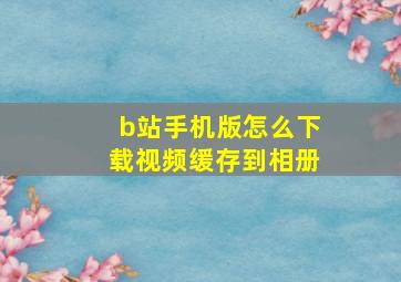 b站手机版怎么下载视频缓存到相册