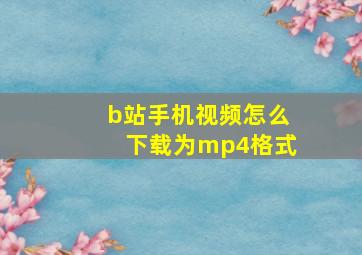 b站手机视频怎么下载为mp4格式