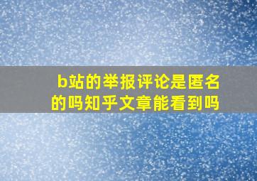 b站的举报评论是匿名的吗知乎文章能看到吗