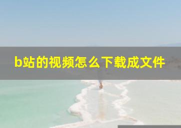 b站的视频怎么下载成文件