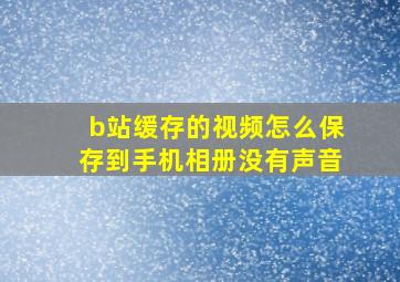 b站缓存的视频怎么保存到手机相册没有声音