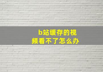 b站缓存的视频看不了怎么办