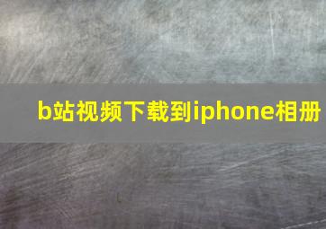 b站视频下载到iphone相册