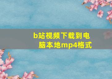 b站视频下载到电脑本地mp4格式