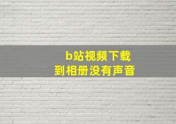 b站视频下载到相册没有声音