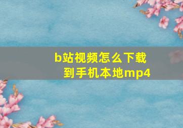 b站视频怎么下载到手机本地mp4