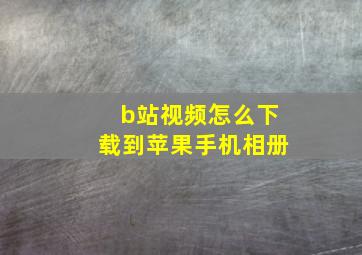 b站视频怎么下载到苹果手机相册