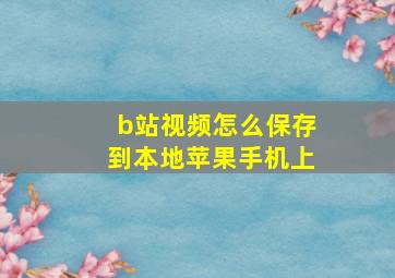 b站视频怎么保存到本地苹果手机上