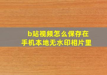 b站视频怎么保存在手机本地无水印相片里