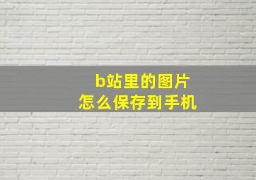 b站里的图片怎么保存到手机