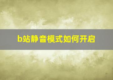 b站静音模式如何开启