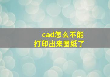 cad怎么不能打印出来图纸了