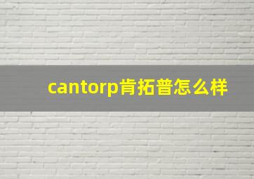 cantorp肯拓普怎么样