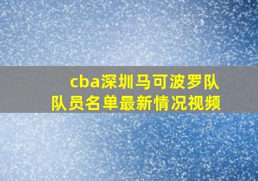 cba深圳马可波罗队队员名单最新情况视频