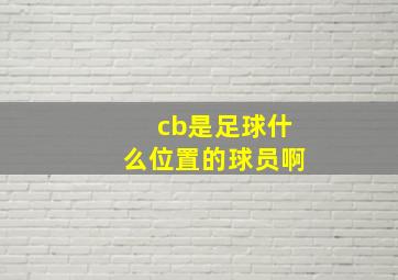 cb是足球什么位置的球员啊