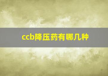 ccb降压药有哪几种