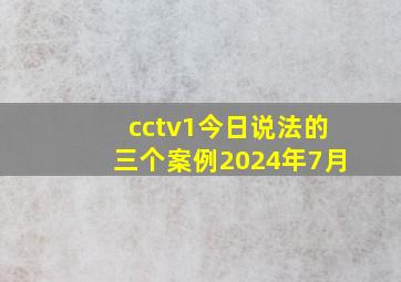 cctv1今日说法的三个案例2024年7月