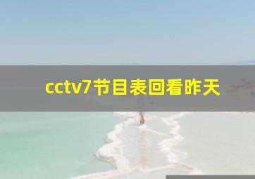 cctv7节目表回看昨天