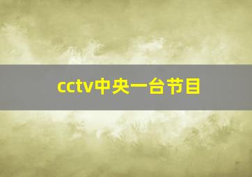 cctv中央一台节目