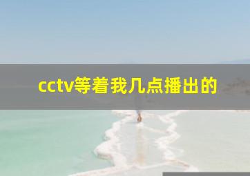 cctv等着我几点播出的