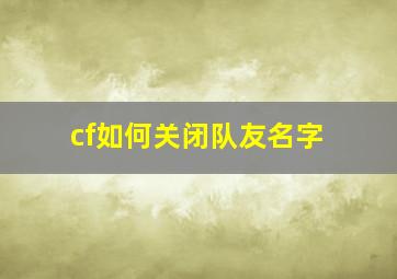 cf如何关闭队友名字