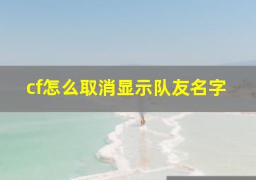 cf怎么取消显示队友名字