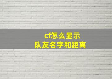 cf怎么显示队友名字和距离